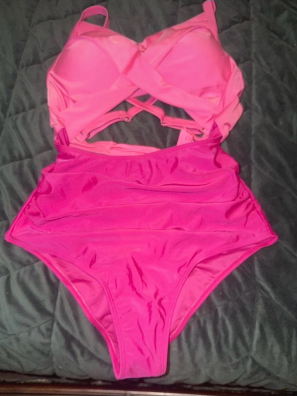 SHEIN Hot Pink & Bright Pink One-Piece Swimsuit